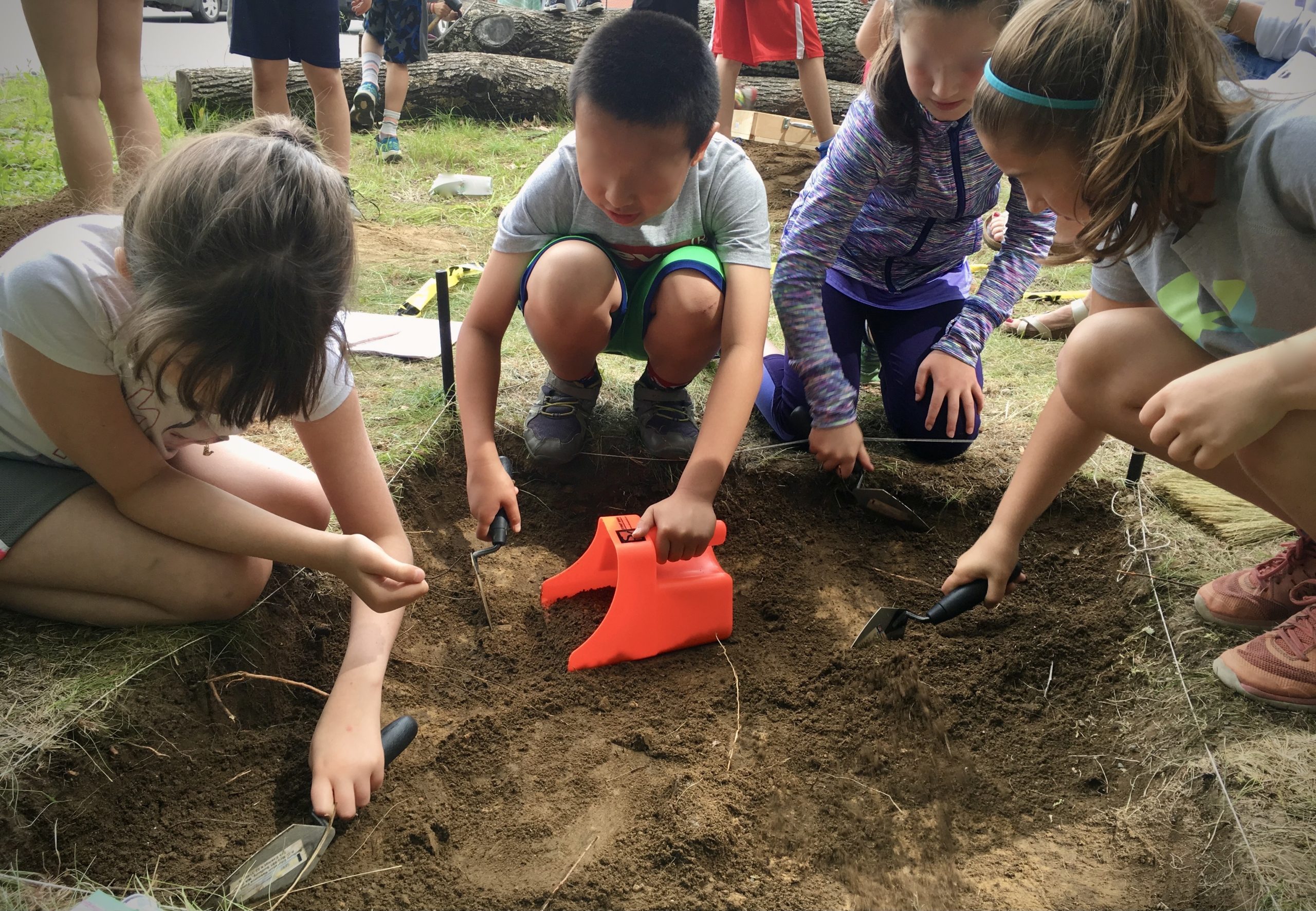 Students performing an Archaeology 4 Schools excavation